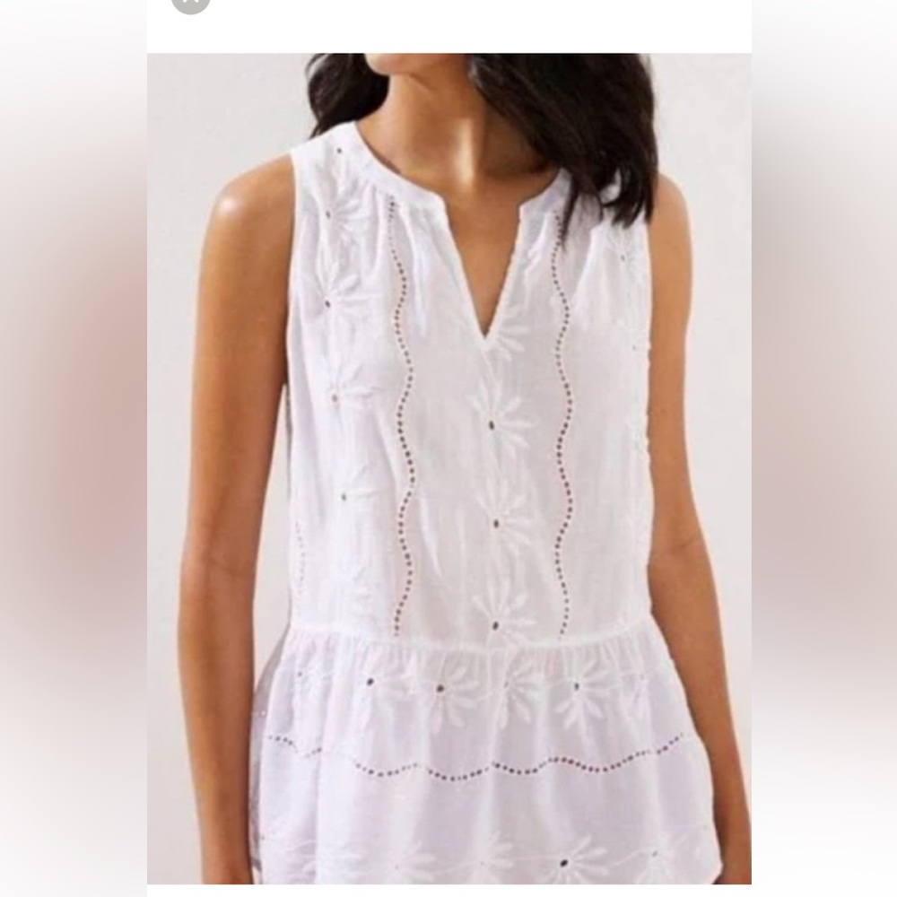 loft eyelet peplum top womens small
